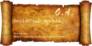 Oszlányi Anzelm névjegykártya